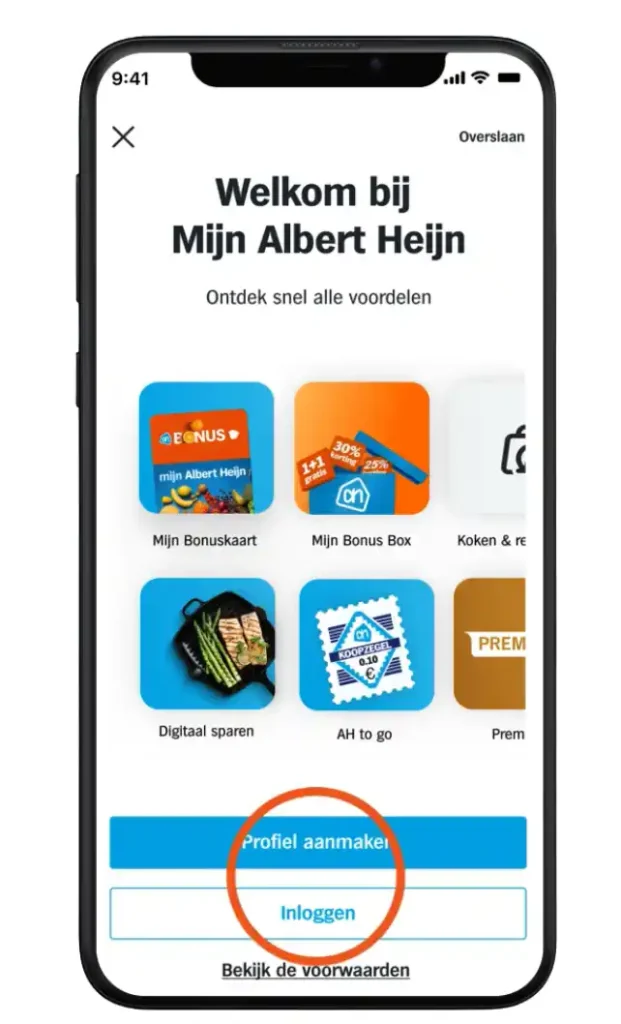 Klik op Inloggen